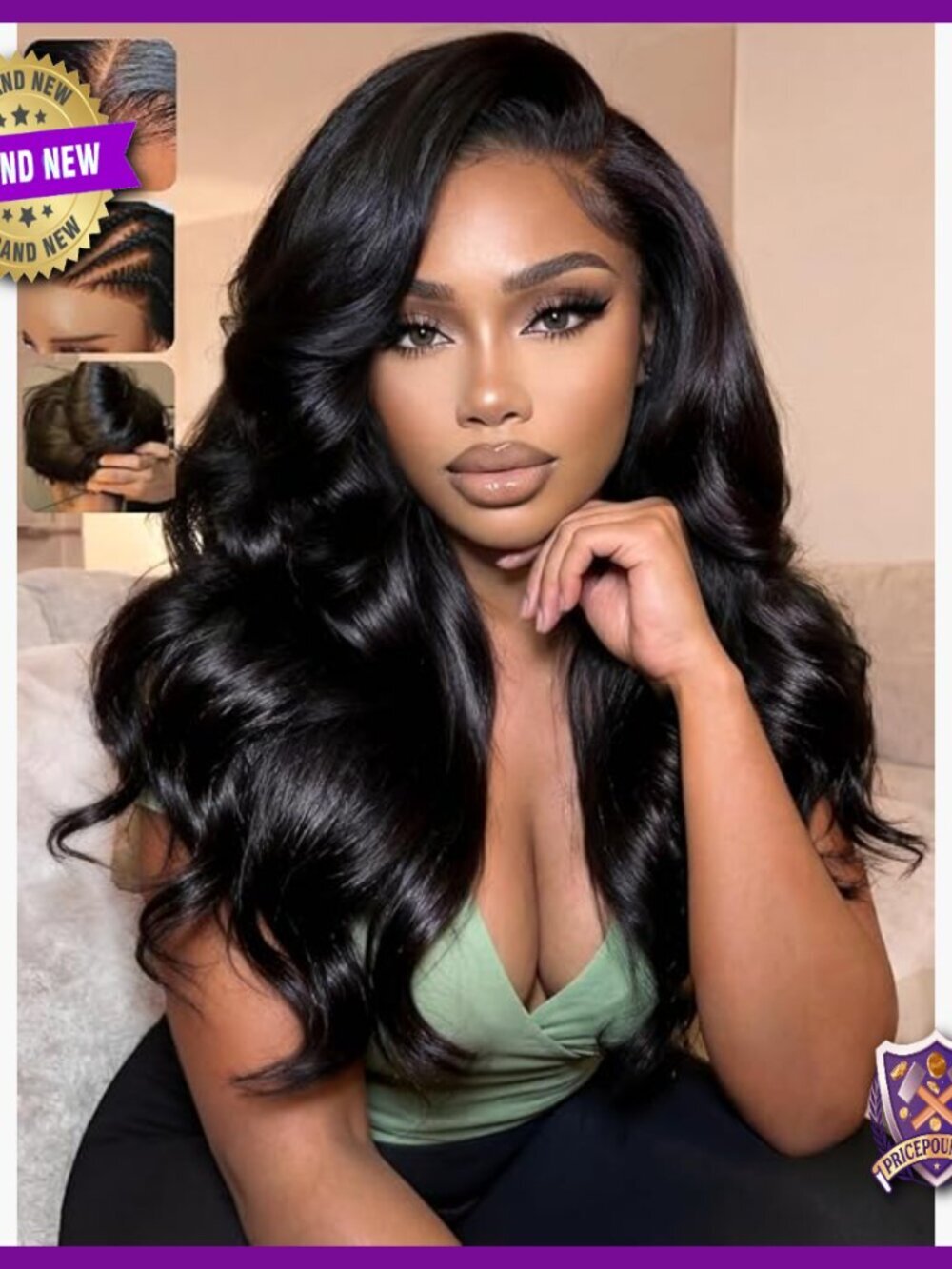 Loose Body Wave Glueless 13x4 Lace Front Wig Human Hair Layered Bangs